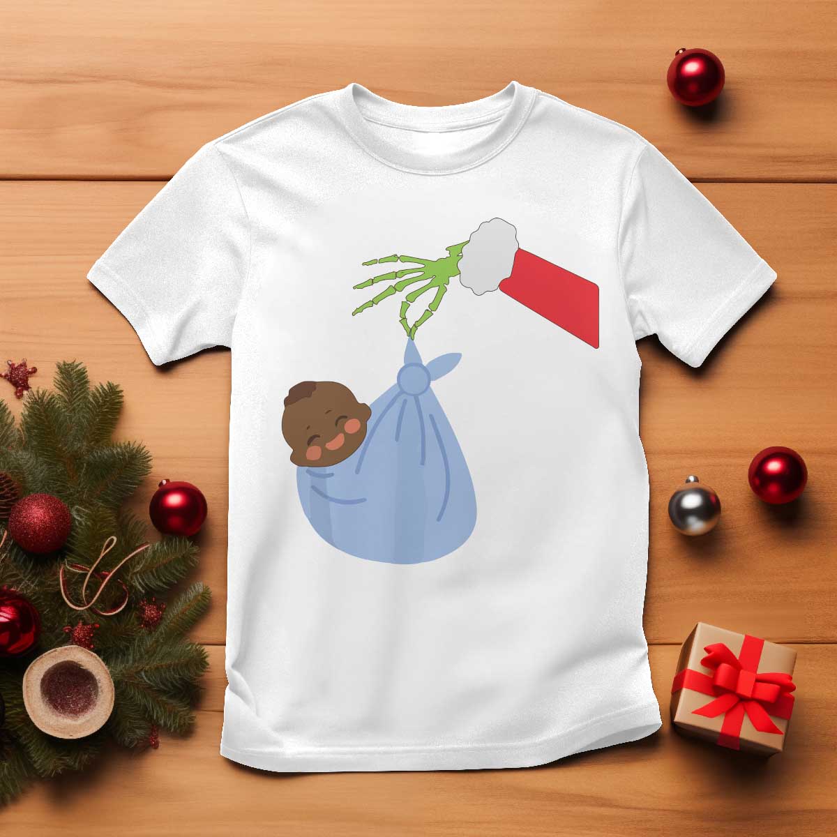 Funny NICU Labor Delivery Nurse Christmas Santa Black Baby T Shirt TS11 White Print Your Wear
