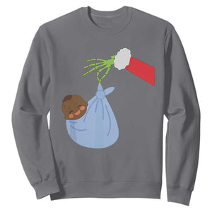 Funny NICU Labor Delivery Nurse Christmas Santa Black Baby Sweatshirt TS11 Charcoal Print Your Wear