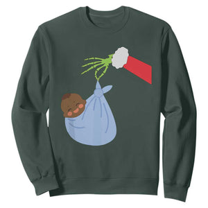 Funny NICU Labor Delivery Nurse Christmas Santa Black Baby Sweatshirt TS11 Dark Forest Green Print Your Wear