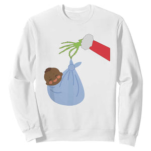 Funny NICU Labor Delivery Nurse Christmas Santa Black Baby Sweatshirt TS11 White Print Your Wear