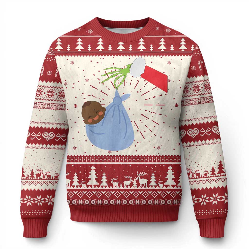 Funny NICU Labor Delivery Nurse Xmas Santa Black Baby Ugly Christmas Sweater TS11 Red Print Your Wear