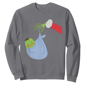 Funny NICU Labor Delivery Nurse Christmas Santa Green Baby Sweatshirt TS11 Charcoal Print Your Wear