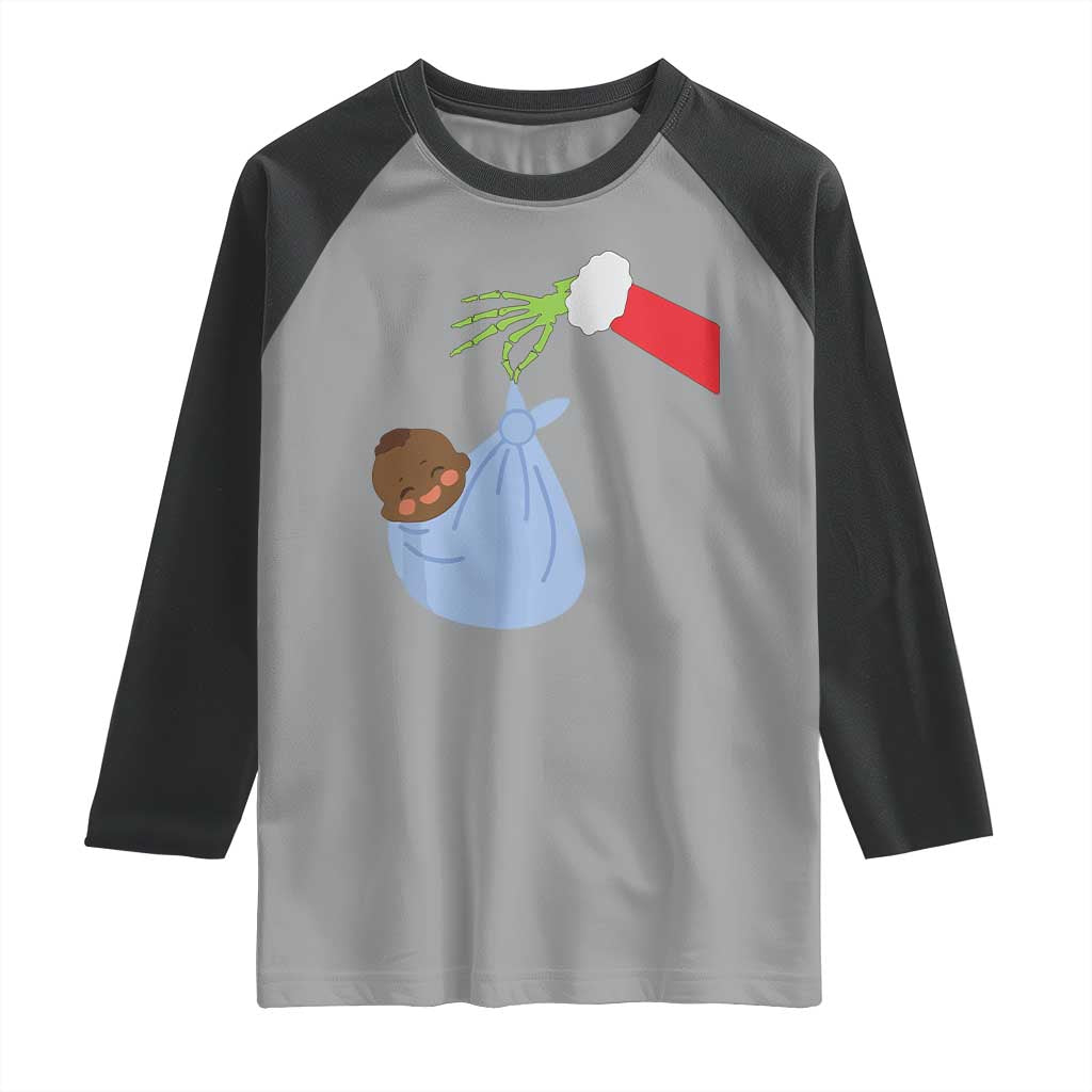 Funny NICU Labor Delivery Nurse Christmas Santa Black Baby Raglan Shirt TS11 Sport Gray Black Print Your Wear