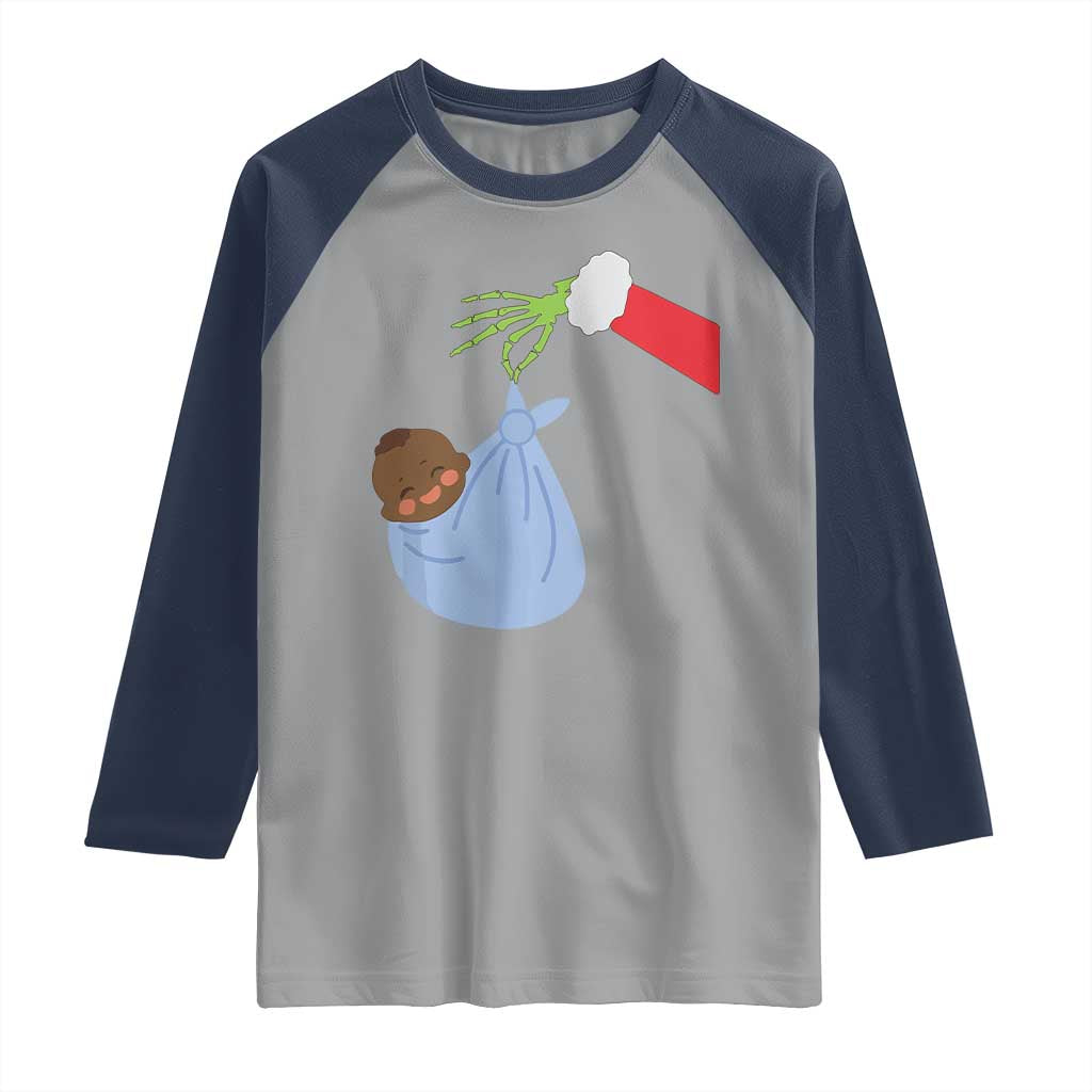 Funny NICU Labor Delivery Nurse Christmas Santa Black Baby Raglan Shirt TS11 Sport Gray Navy Print Your Wear