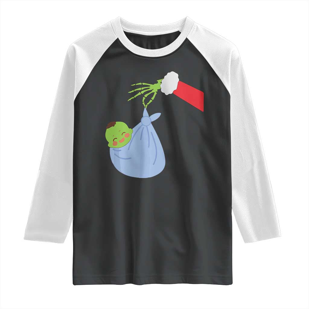 Funny NICU Labor Delivery Nurse Christmas Santa Green Baby Raglan Shirt TS11 Black White Print Your Wear