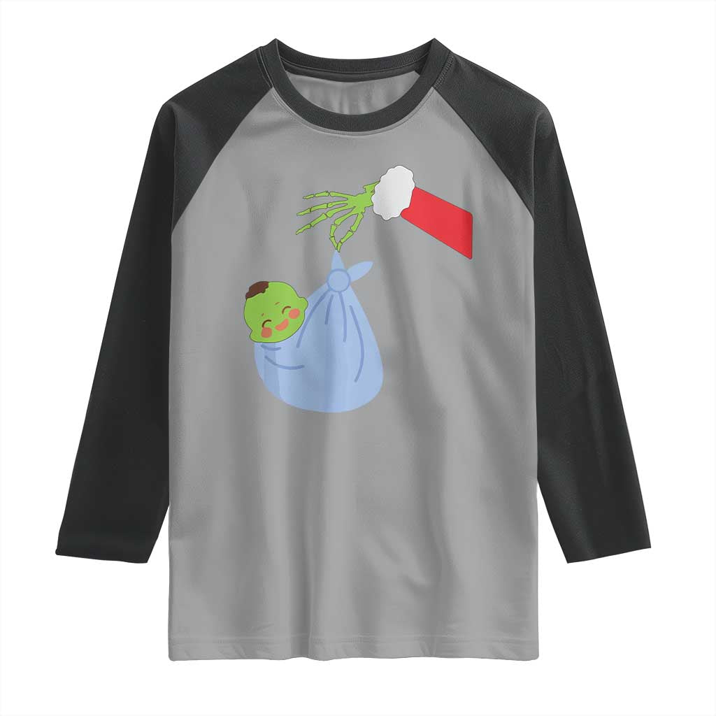 Funny NICU Labor Delivery Nurse Christmas Santa Green Baby Raglan Shirt TS11 Sport Gray Black Print Your Wear