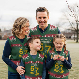 Funny 67 New Year V-Neck Knit Sweater Vest The Next Two Years Are Literally 2026 And 2027 Fireworks TS11 Red Green Print Your Wear