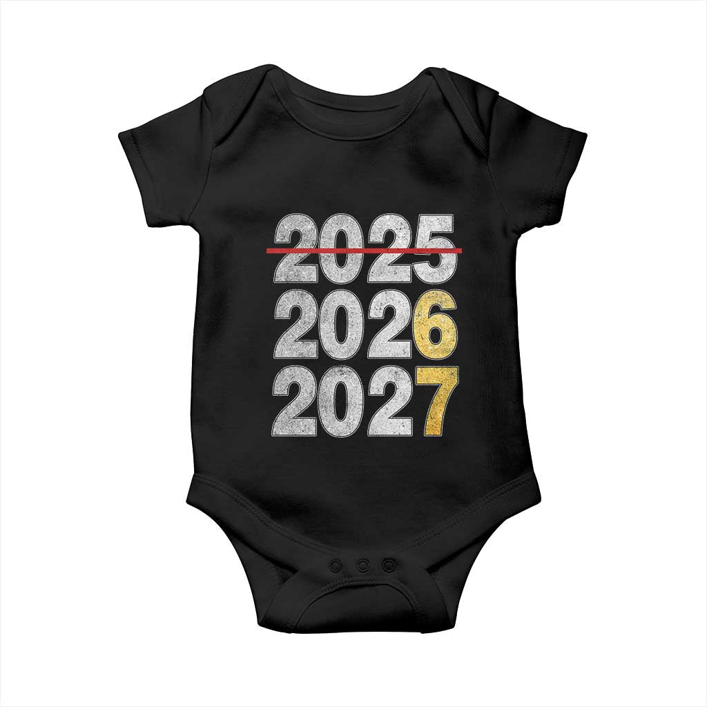 Funny 67 New Year Baby Onesie Happy New Year 2026 2027 Six Seven Meme Faux Glitter Effect Printed TS11 Black Print Your Wear