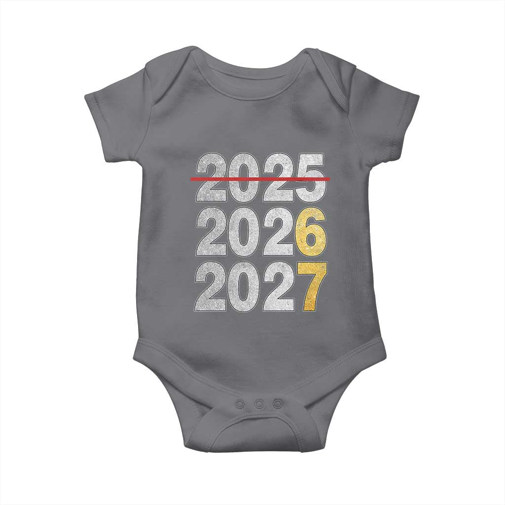Funny 67 New Year Baby Onesie Happy New Year 2026 2027 Six Seven Meme Faux Glitter Effect Printed TS11 Charcoal Print Your Wear