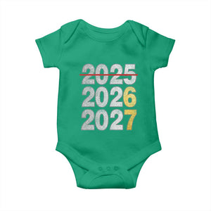 Funny 67 New Year Baby Onesie Happy New Year 2026 2027 Six Seven Meme Faux Glitter Effect Printed TS11 Irish Green Print Your Wear