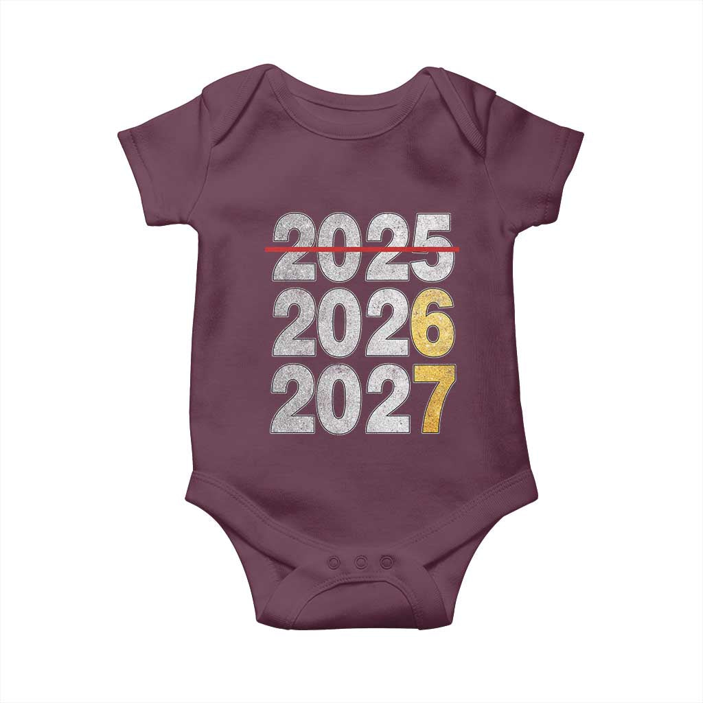 Funny 67 New Year Baby Onesie Happy New Year 2026 2027 Six Seven Meme Faux Glitter Effect Printed TS11 Maroon Print Your Wear