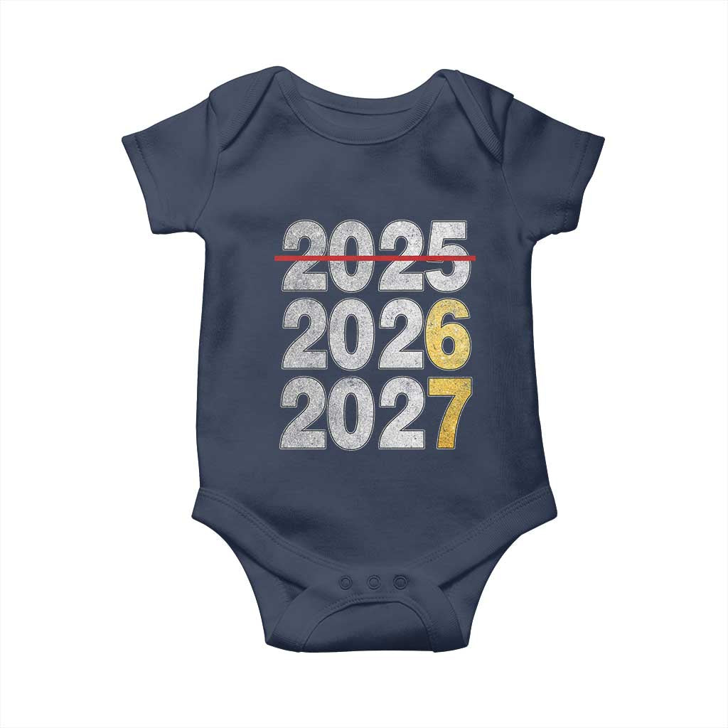 Funny 67 New Year Baby Onesie Happy New Year 2026 2027 Six Seven Meme Faux Glitter Effect Printed TS11 Navy Print Your Wear