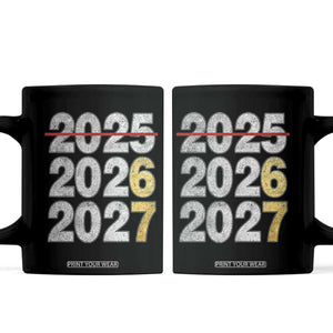 Funny 67 New Year Coffee Mug Happy New Year 2026 2027 Six Seven Meme Faux Glitter Effect Printed TS11 Black Print Your Wear