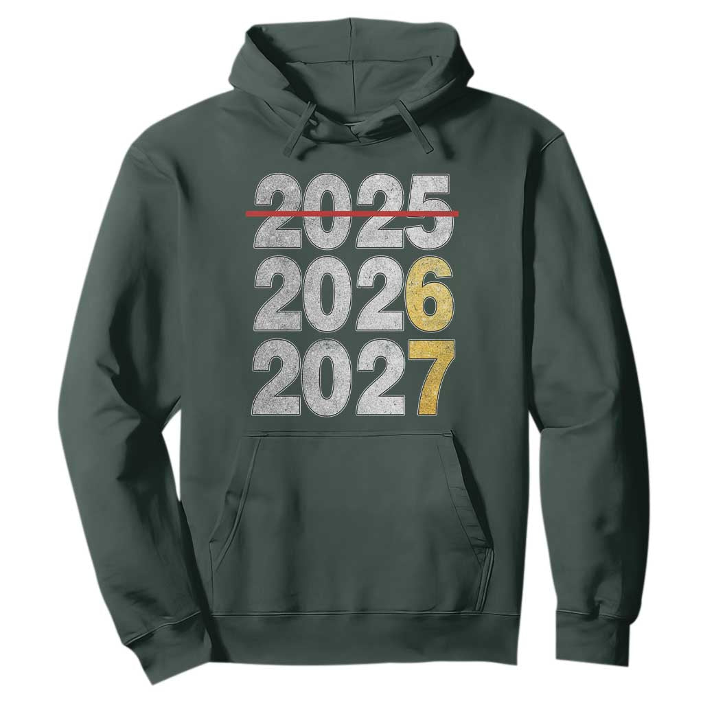 Funny 67 New Year Hoodie Happy New Year 2026 2027 Six Seven Meme Faux Glitter Effect Printed TS11 Dark Forest Green Print Your Wear