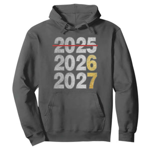 Funny 67 New Year Hoodie Happy New Year 2026 2027 Six Seven Meme Faux Glitter Effect Printed TS11 Dark Heather Print Your Wear