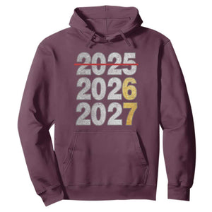 Funny 67 New Year Hoodie Happy New Year 2026 2027 Six Seven Meme Faux Glitter Effect Printed TS11 Maroon Print Your Wear