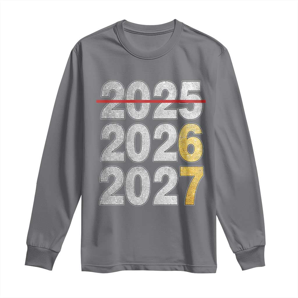 Funny 67 New Year Long Sleeve Shirt Happy New Year 2026 2027 Six Seven Meme Faux Glitter Effect Printed TS11 Charcoal Print Your Wear