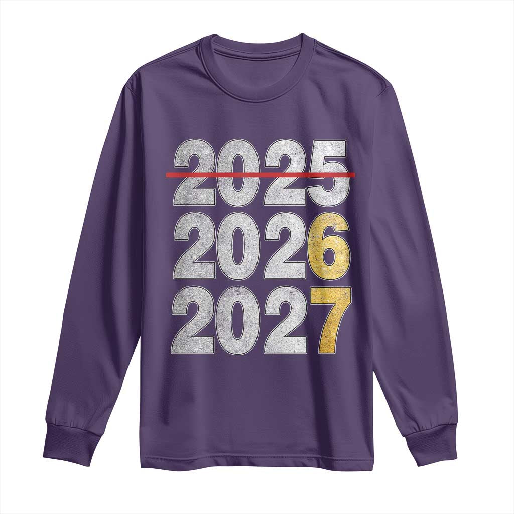 Funny 67 New Year Long Sleeve Shirt Happy New Year 2026 2027 Six Seven Meme Faux Glitter Effect Printed TS11 Purple Print Your Wear
