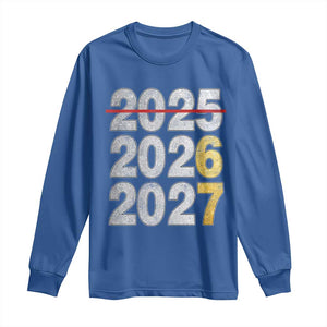 Funny 67 New Year Long Sleeve Shirt Happy New Year 2026 2027 Six Seven Meme Faux Glitter Effect Printed TS11 Royal Blue Print Your Wear