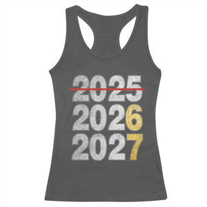 Funny 67 New Year Racerback Tank Top Happy New Year 2026 2027 Six Seven Meme Faux Glitter Effect Printed TS11 Dark Heather Print Your Wear