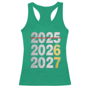 Funny 67 New Year Racerback Tank Top Happy New Year 2026 2027 Six Seven Meme Faux Glitter Effect Printed TS11 Irish Green Print Your Wear