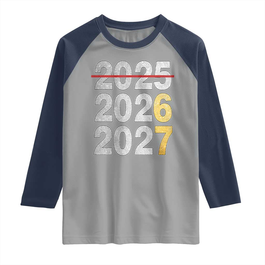Funny 67 New Year Raglan Shirt Happy New Year 2026 2027 Six Seven Meme Faux Glitter Effect Printed TS11 Sport Gray Navy Print Your Wear