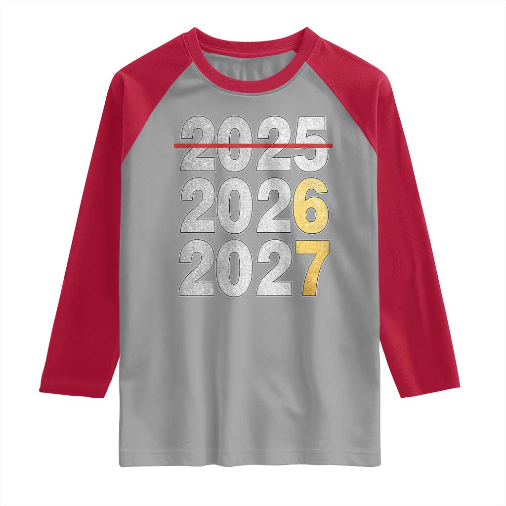 Funny 67 New Year Raglan Shirt Happy New Year 2026 2027 Six Seven Meme Faux Glitter Effect Printed TS11 Sport Gray Red Print Your Wear
