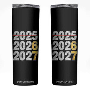 Funny 67 New Year Skinny Tumbler Happy New Year 2026 2027 Six Seven Meme Faux Glitter Effect Printed TS11 Black Print Your Wear