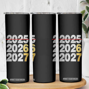 Funny 67 New Year Skinny Tumbler Happy New Year 2026 2027 Six Seven Meme Faux Glitter Effect Printed TS11 Print Your Wear