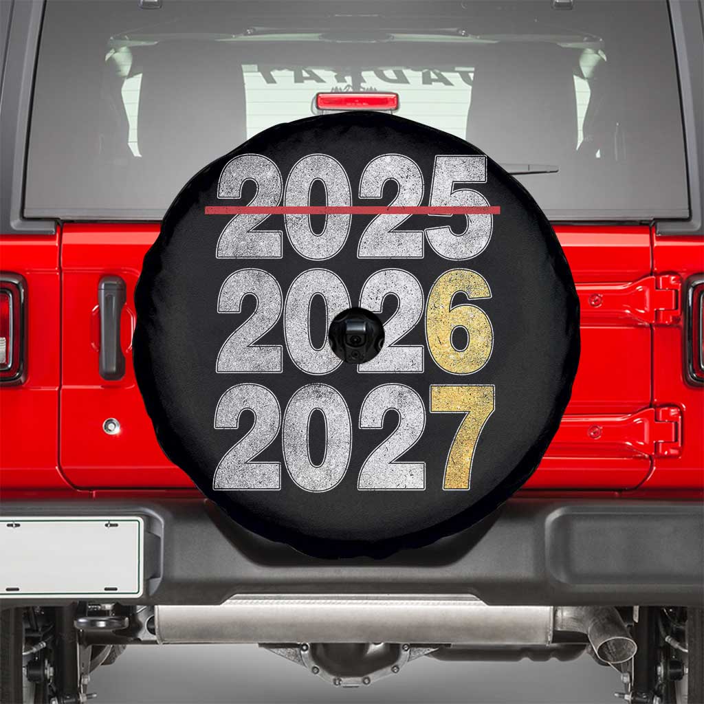 Funny 67 New Year Spare Tire Cover Happy New Year 2026 2027 Six Seven Meme Faux Glitter Effect Printed TS11 Black Print Your Wear
