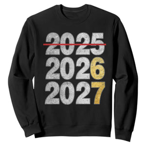 Funny 67 New Year Sweatshirt Happy New Year 2026 2027 Six Seven Meme Faux Glitter Effect Printed TS11 Black Print Your Wear