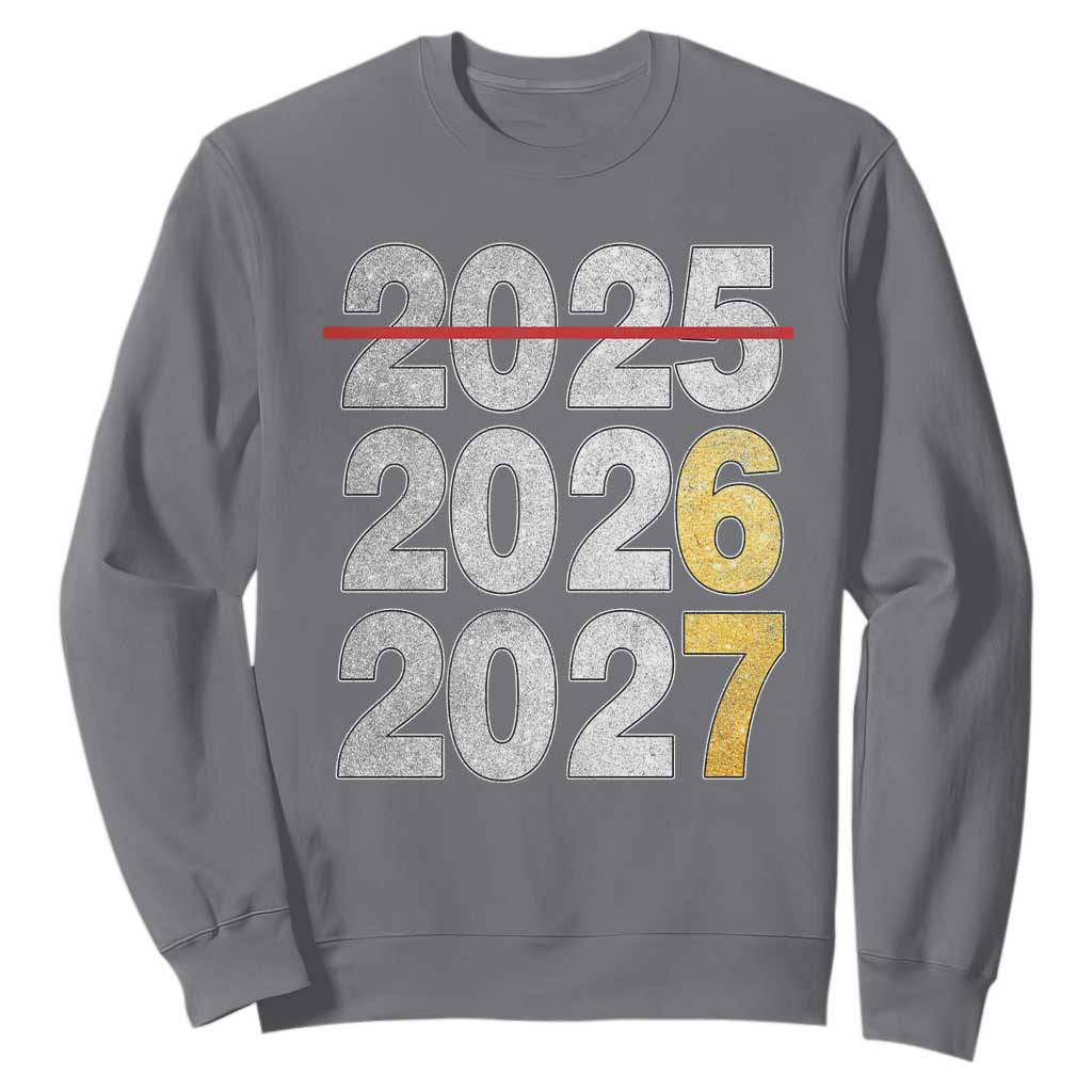 Funny 67 New Year Sweatshirt Happy New Year 2026 2027 Six Seven Meme Faux Glitter Effect Printed TS11 Charcoal Print Your Wear