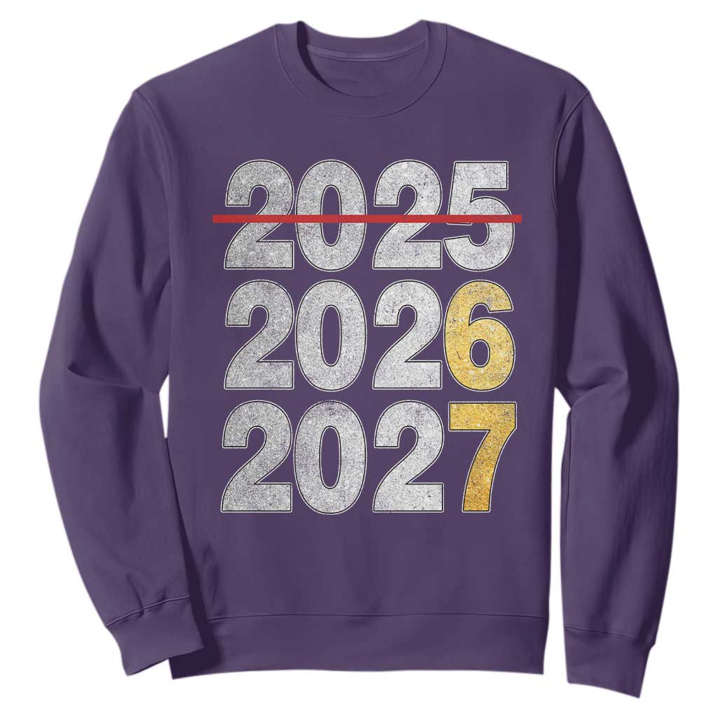 Funny 67 New Year Sweatshirt Happy New Year 2026 2027 Six Seven Meme Faux Glitter Effect Printed TS11 Purple Print Your Wear