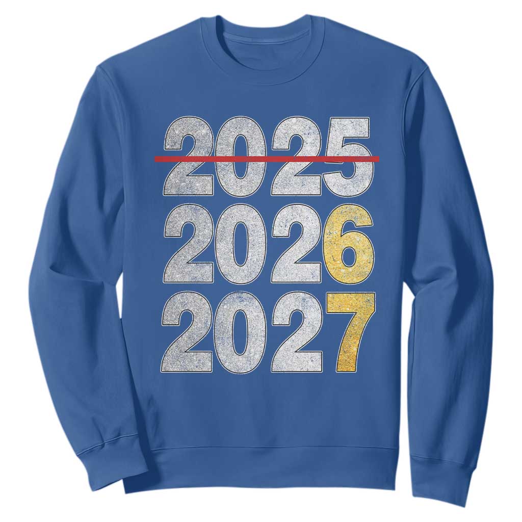 Funny 67 New Year Sweatshirt Happy New Year 2026 2027 Six Seven Meme Faux Glitter Effect Printed TS11 Royal Blue Print Your Wear