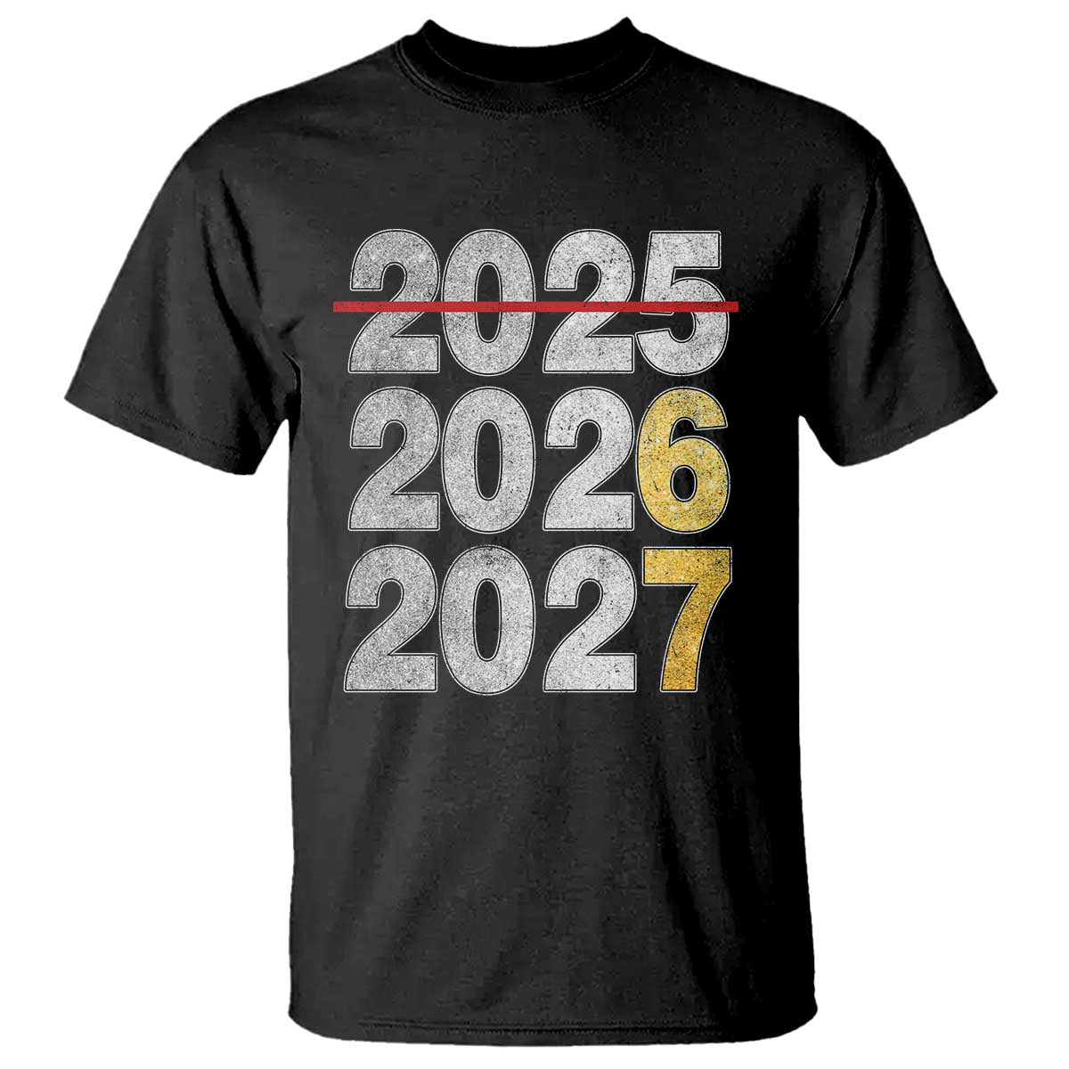 Funny 67 New Year T Shirt Happy New Year 2026 2027 Six Seven Meme Faux Glitter Effect Printed TS11 Black Print Your Wear