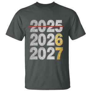 Funny 67 New Year T Shirt Happy New Year 2026 2027 Six Seven Meme Faux Glitter Effect Printed TS11 Dark Heather Print Your Wear