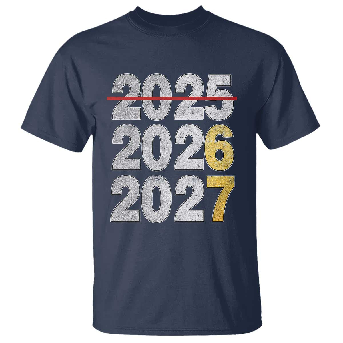 Funny 67 New Year T Shirt Happy New Year 2026 2027 Six Seven Meme Faux Glitter Effect Printed TS11 Navy Print Your Wear