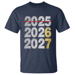 Funny 67 New Year T Shirt Happy New Year 2026 2027 Six Seven Meme Faux Glitter Effect Printed TS11 Navy Print Your Wear