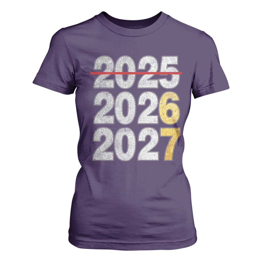 Funny 67 New Year T Shirt For Women Happy New Year 2026 2027 Six Seven Meme Faux Glitter Effect Printed TS11 Purple Print Your Wear