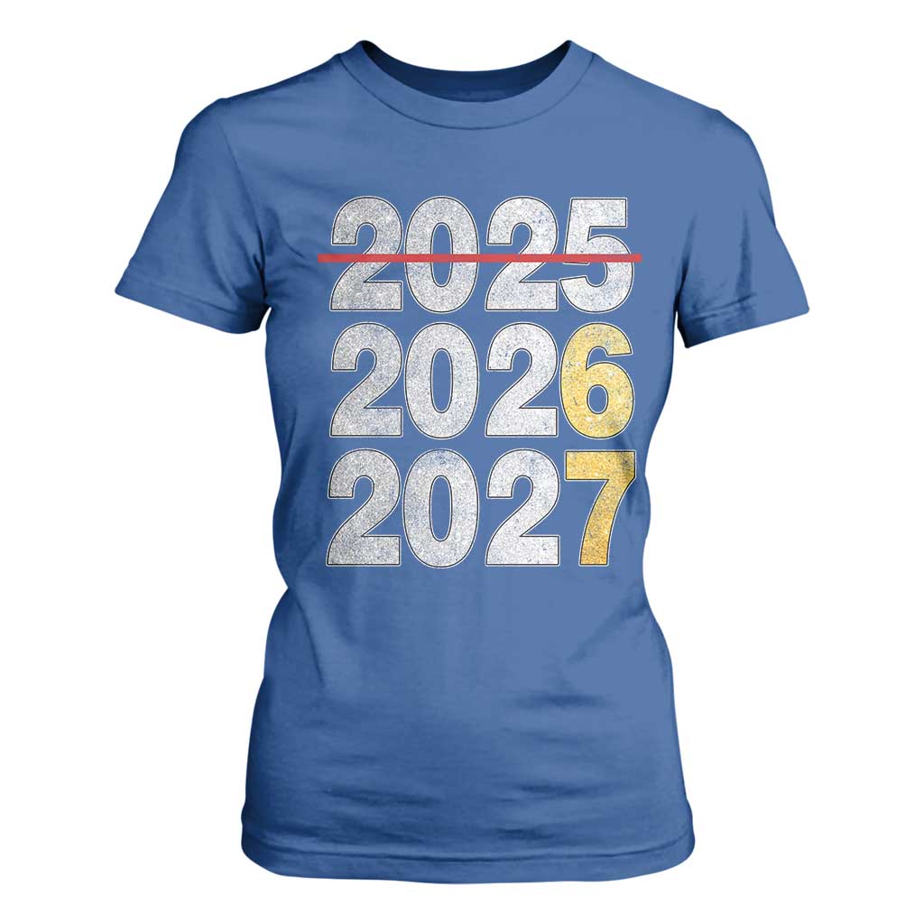 Funny 67 New Year T Shirt For Women Happy New Year 2026 2027 Six Seven Meme Faux Glitter Effect Printed TS11 Royal Blue Print Your Wear