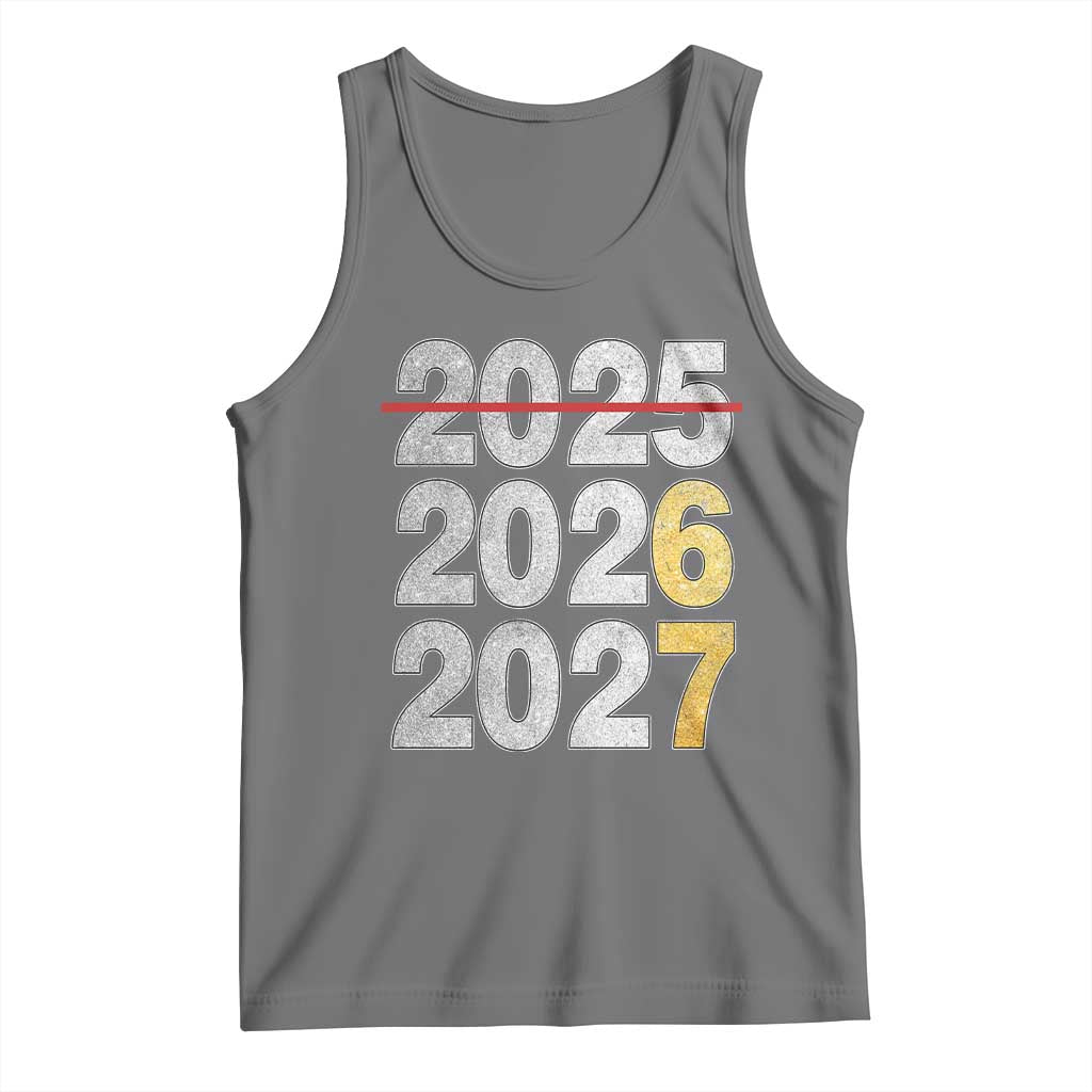 Funny 67 New Year Tank Top Happy New Year 2026 2027 Six Seven Meme Faux Glitter Effect Printed TS11 Black Heather Print Your Wear