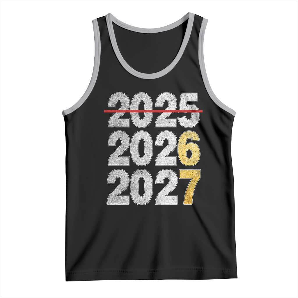 Funny 67 New Year Tank Top Happy New Year 2026 2027 Six Seven Meme Faux Glitter Effect Printed TS11 Black Athletic Heather Print Your Wear