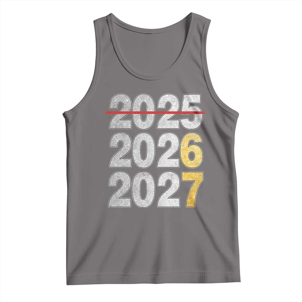 Funny 67 New Year Tank Top Happy New Year 2026 2027 Six Seven Meme Faux Glitter Effect Printed TS11 Deep Heather Print Your Wear