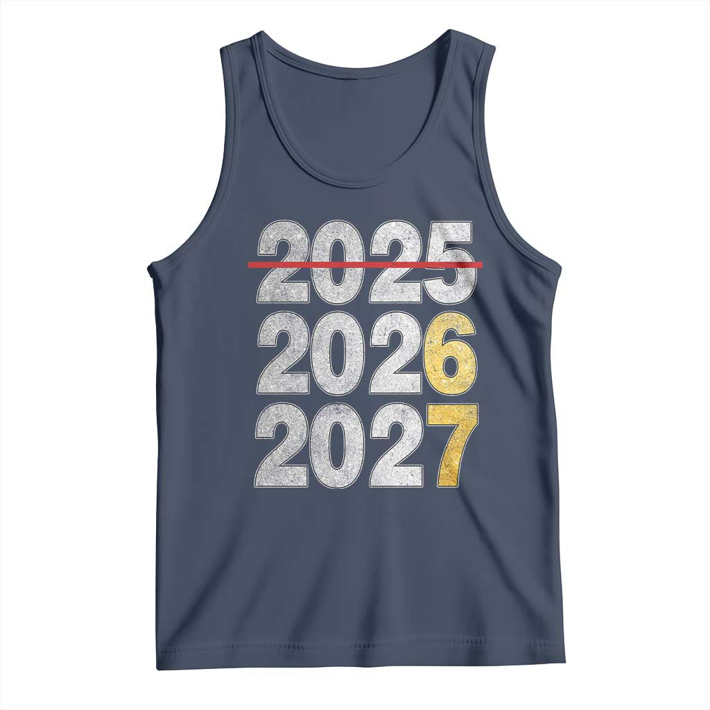 Funny 67 New Year Tank Top Happy New Year 2026 2027 Six Seven Meme Faux Glitter Effect Printed TS11 Navy Print Your Wear