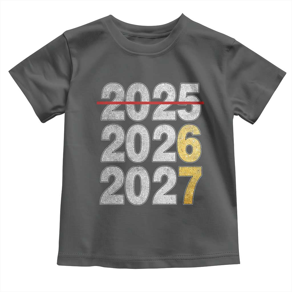 Funny 67 New Year Toddler T Shirt Happy New Year 2026 2027 Six Seven Meme Faux Glitter Effect Printed TS11 Dark Heather Print Your Wear