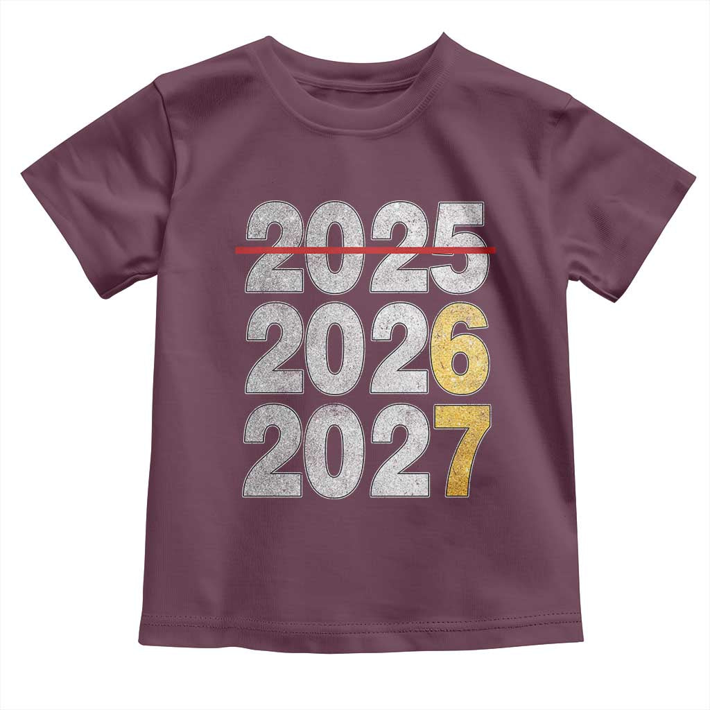 Funny 67 New Year Toddler T Shirt Happy New Year 2026 2027 Six Seven Meme Faux Glitter Effect Printed TS11 Maroon Print Your Wear
