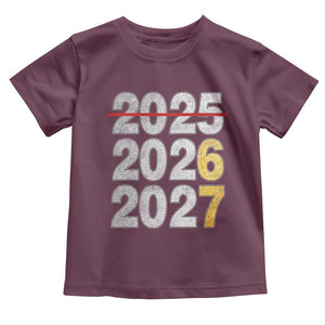Funny 67 New Year Toddler T Shirt Happy New Year 2026 2027 Six Seven Meme Faux Glitter Effect Printed TS11 Maroon Print Your Wear
