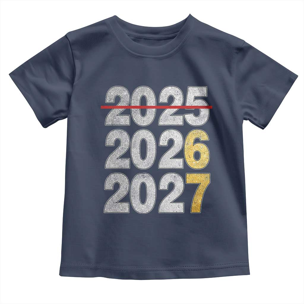 Funny 67 New Year Toddler T Shirt Happy New Year 2026 2027 Six Seven Meme Faux Glitter Effect Printed TS11 Navy Print Your Wear