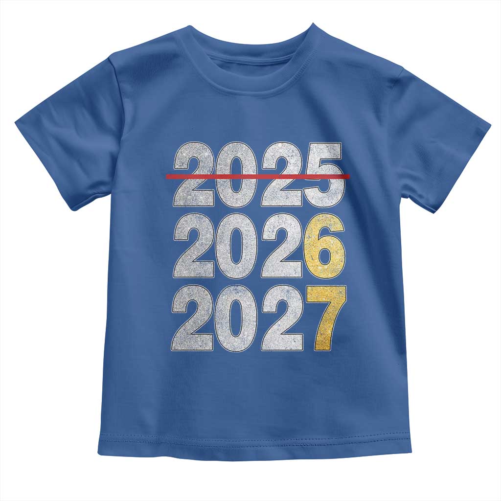 Funny 67 New Year Toddler T Shirt Happy New Year 2026 2027 Six Seven Meme Faux Glitter Effect Printed TS11 Royal Blue Print Your Wear