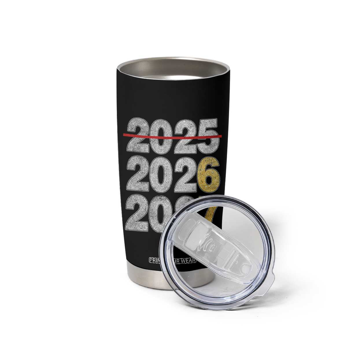 Funny 67 New Year Tumbler Cup Happy New Year 2026 2027 Six Seven Meme Faux Glitter Effect Printed TS11 Print Your Wear